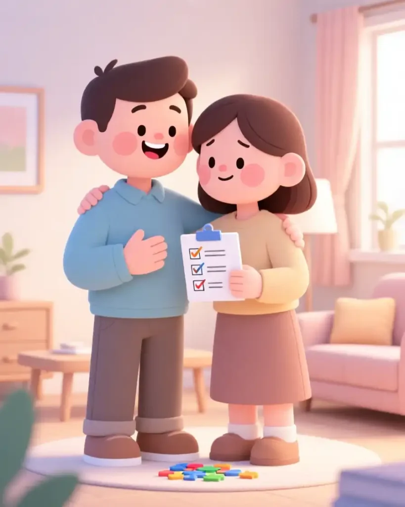 Here is a picture of cartoon couple to show one of the 7 tips for Joyful Relationship Acording To Psychology